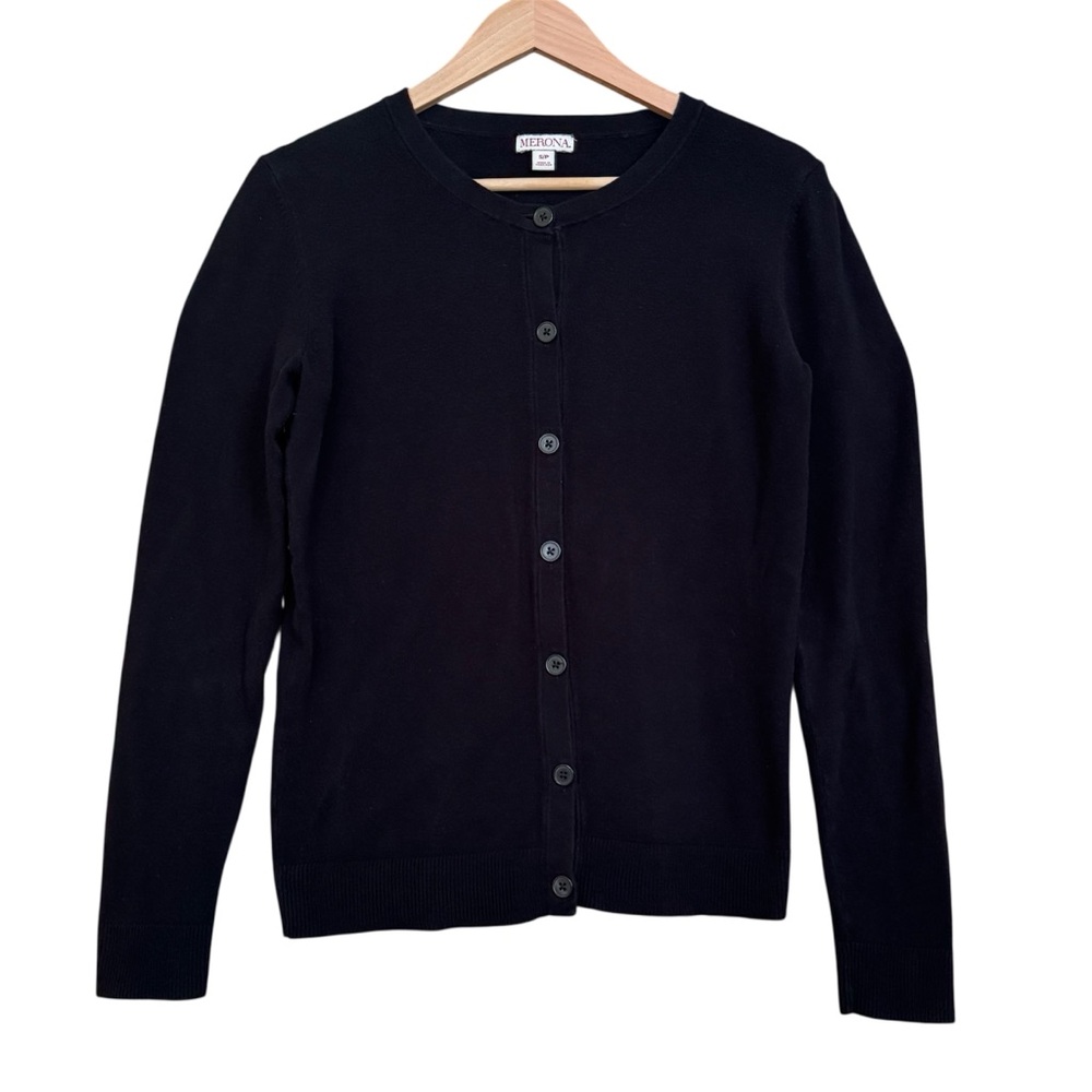 Women’s Classic Black Button-Up Cardigan. Long Sleeved.